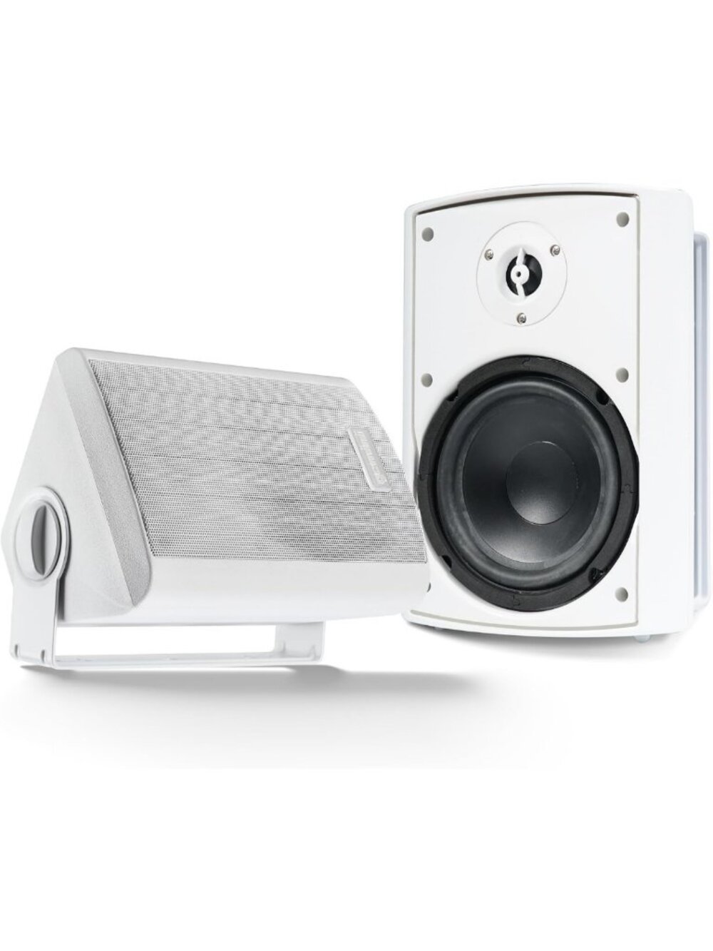 4” Outdoor Wall-Mount Speakers - Waterproof, Bluetooth, Pair, White Finish